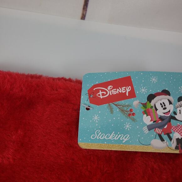 DISNEY MINNIE MOUSE 15" Christmas Stocking Faux Fur Trim Holiday NEW - Picture 3 of 5